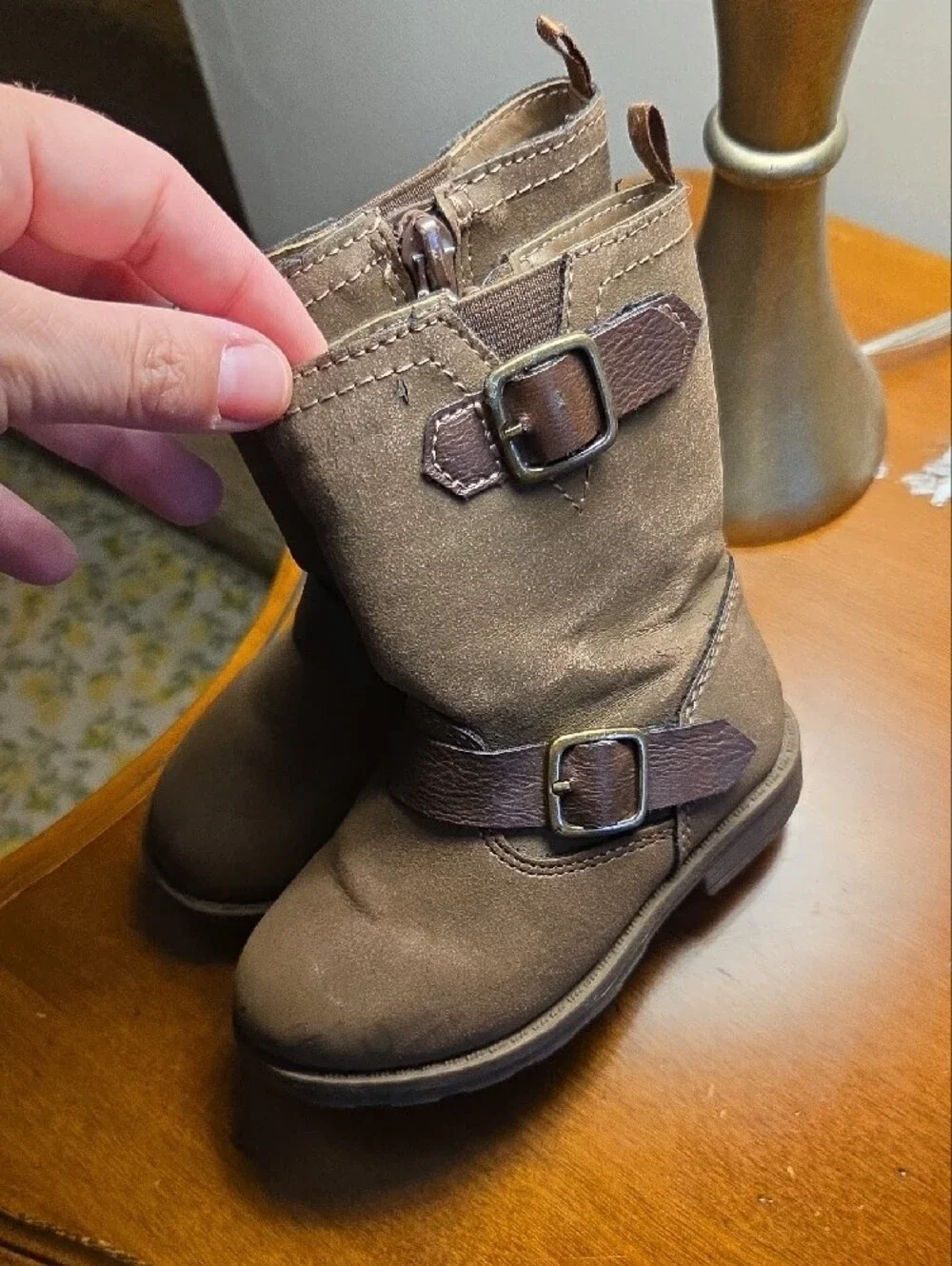 Carter's Brown Faux-Leather Buckle Ankle Boots